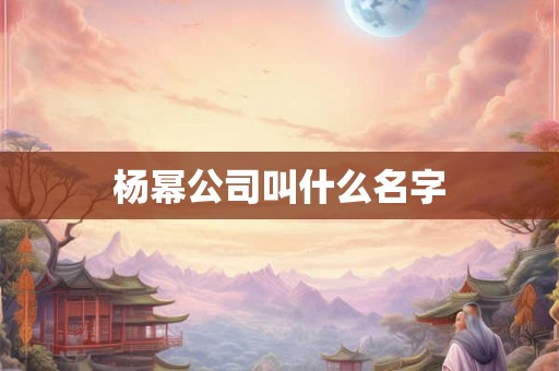 杨幂公司叫什么名字