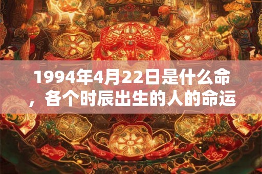 1994年4月22日是什么命，各个时辰出生的人的命运