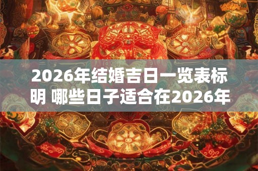 2026年结婚吉日一览表标明 哪些日子适合在2026年结婚