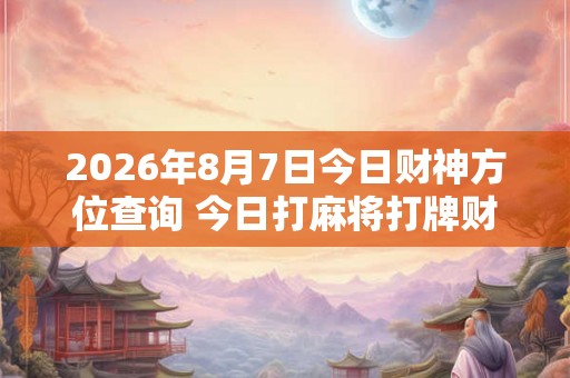 2026年8月7日今日财神方位查询 今日打麻将打牌财神方位