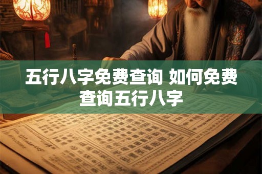 五行八字免费查询 如何免费查询五行八字