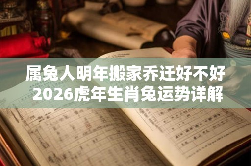 属兔人明年搬家乔迁好不好 2026虎年生肖兔运势详解