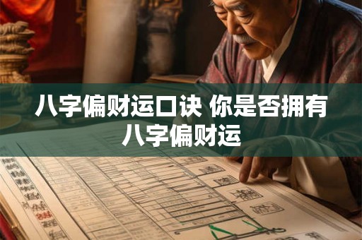 八字偏财运口诀 你是否拥有八字偏财运