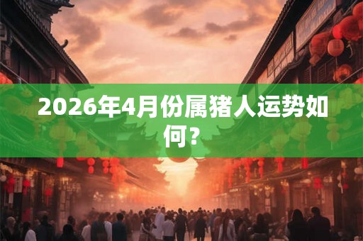 2026年4月份属猪人运势如何？