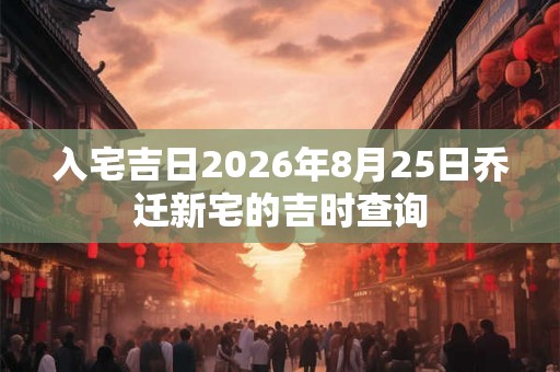 入宅吉日2026年8月25日乔迁新宅的吉时查询