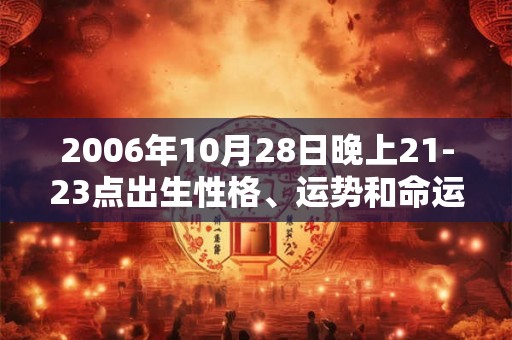 2006年10月28日晚上21-23点出生性格、运势和命运