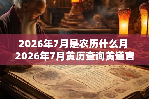 2026年7月是农历什么月 2026年7月黄历查询黄道吉日大全