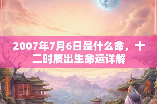 2007年7月6日是什么命，十二时辰出生命运详解