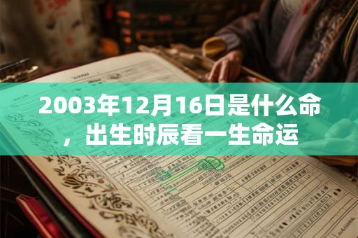 2003年12月16日是什么命，出生时辰看一生命运
