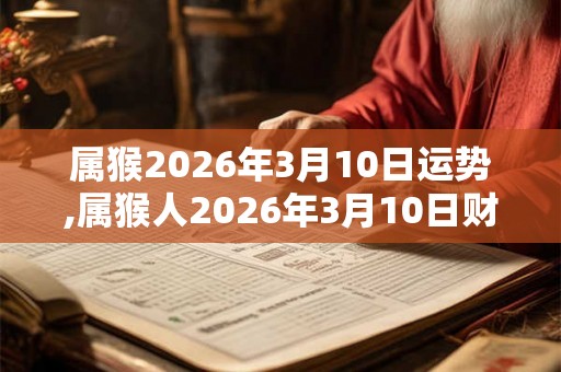 属猴2026年3月10日运势,属猴人2026年3月10日财运,生肖猴2026年3月10日运势