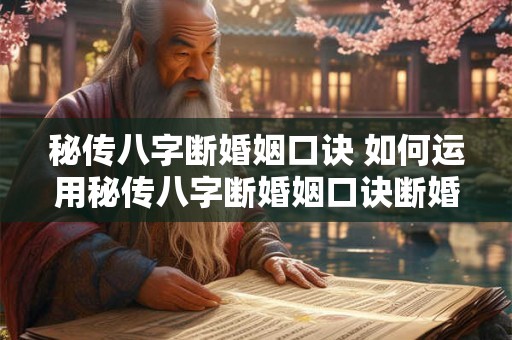 秘传八字断婚姻口诀 如何运用秘传八字断婚姻口诀断婚姻