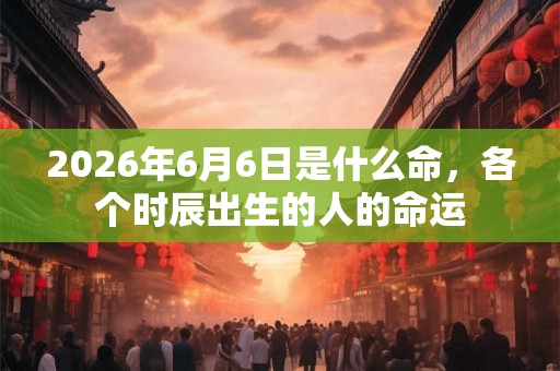 2026年6月6日是什么命，各个时辰出生的人的命运