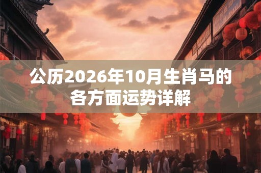公历2026年10月生肖马的各方面运势详解