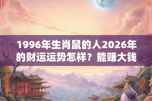 1996年生肖鼠的人2026年的财运运势怎样？能赚大钱吗？