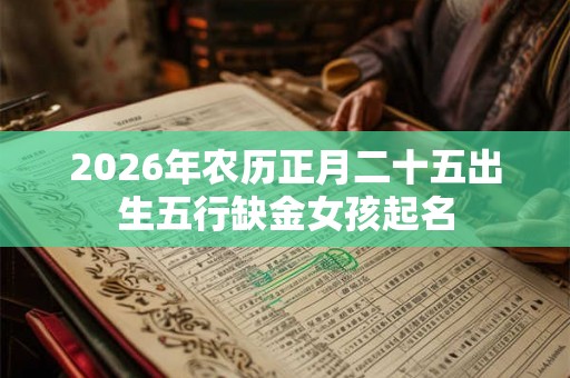2026年农历正月二十五出生五行缺金女孩起名