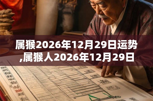 属猴2026年12月29日运势,属猴人2026年12月29日财运,生肖猴2026年12月29日运势