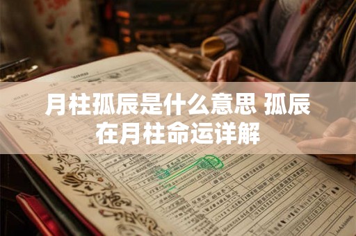 月柱孤辰是什么意思 孤辰在月柱命运详解