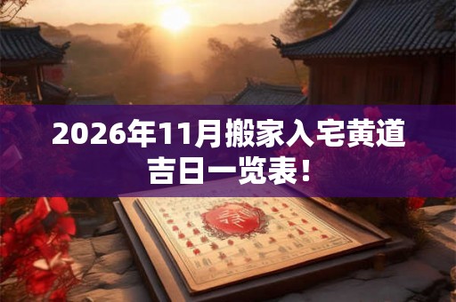 2026年11月搬家入宅黄道吉日一览表！