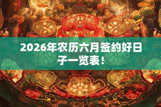 2026年农历六月签约好日子一览表! 2026年农历六月签约好日子一览表!