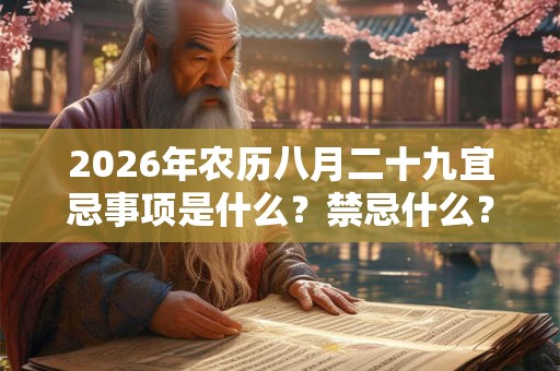 2026年农历八月二十九宜忌事项是什么？禁忌什么？