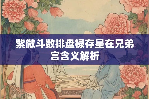 紫微斗数排盘禄存星在兄弟宫含义解析 紫微斗数排盘禄存星在兄弟宫含义解析