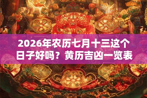 2026年农历七月十三这个日子好吗？黄历吉凶一览表