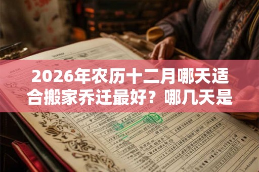 2026年农历十二月哪天适合搬家乔迁最好？哪几天是搬家吉日？