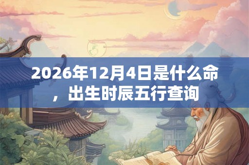 2026年12月4日是什么命,出生时辰五行查询 2026年12月4日是什么命,出生时辰五行查询