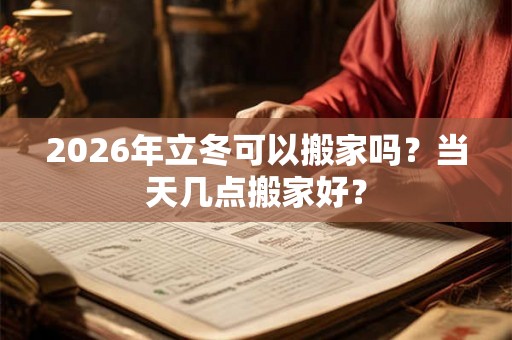 2026年立冬可以搬家吗？当天几点搬家好？