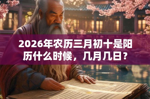2026年农历三月初十是阳历什么时候，几月几日？