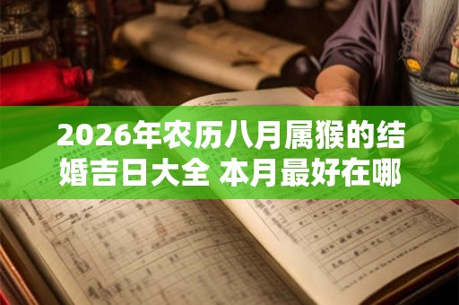 2026年农历八月属猴的结婚吉日大全 本月最好在哪天办喜事