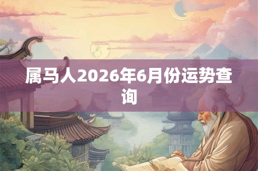 属马人2026年6月份运势查询