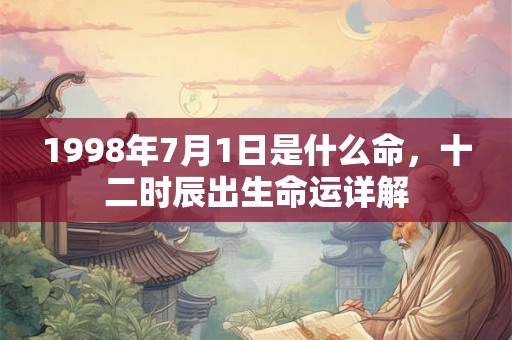 1998年7月1日是什么命，十二时辰出生命运详解