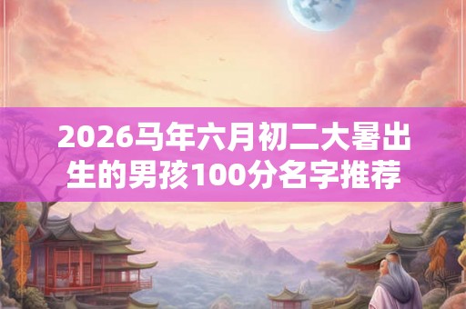 2026马年六月初二大暑出生的男孩100分名字推荐