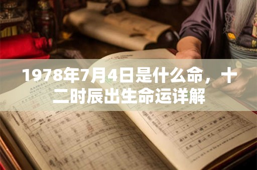 1978年7月4日是什么命，十二时辰出生命运详解