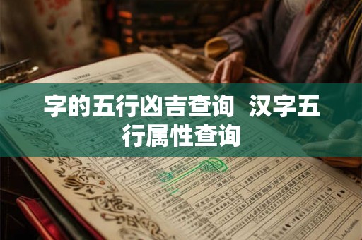 字的五行凶吉查询  汉字五行属性查询