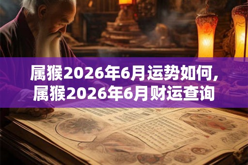 属猴2026年6月运势如何,属猴2026年6月财运查询