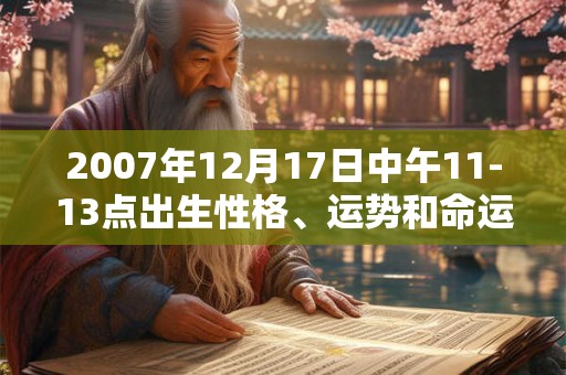2007年12月17日中午11-13点出生性格、运势和命运