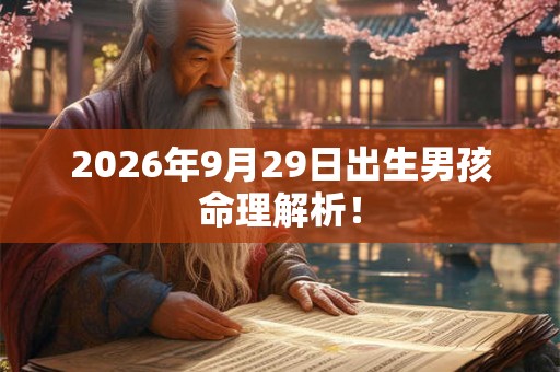 2026年9月29日出生男孩命理解析！