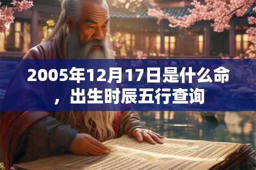 2005年12月17日是什么命，出生时辰五行查询