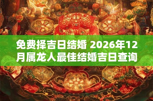 免费择吉日结婚 2026年12月属龙人最佳结婚吉日查询 免费择吉日结婚 2026年12月属龙人最佳结婚吉日查询