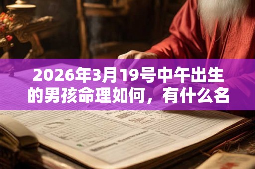 2026年3月19号中午出生的男孩命理如何，有什么名字推荐？