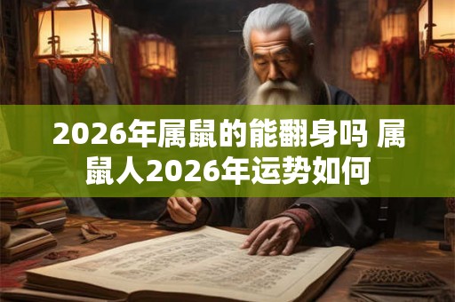 2026年属鼠的能翻身吗 属鼠人2026年运势如何