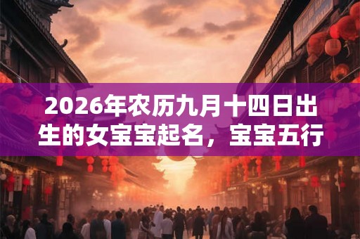 2026年农历九月十四日出生的女宝宝起名，宝宝五行名字取名