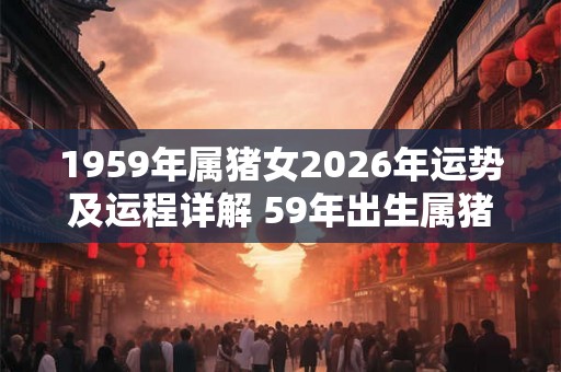 1959年属猪女2026年运势及运程详解 59年出生属猪人2026全年每月运势女性 1959年属猪女2026年运势及运程详解 59年出生属猪人2026全年每月运势女性