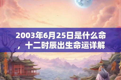 2003年6月25日是什么命，十二时辰出生命运详解