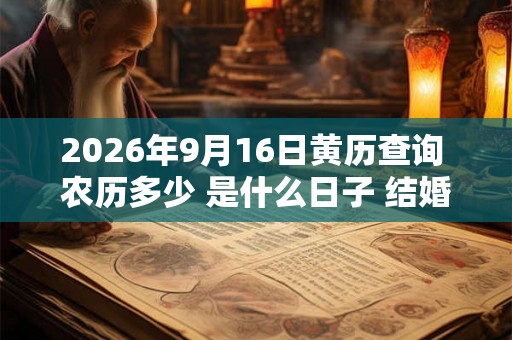2026年9月16日黄历查询 农历多少 是什么日子 结婚吉时
