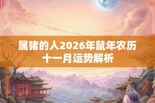 属猪的人2026年鼠年农历十一月运势解析