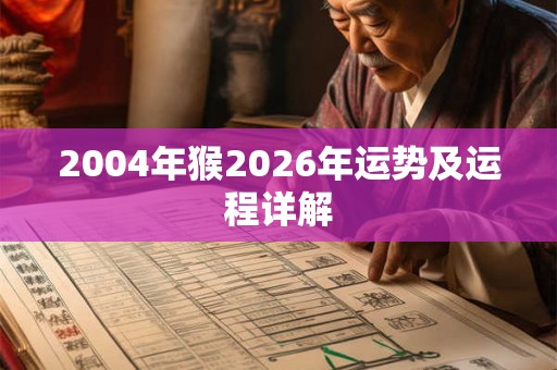 2004年猴2026年运势及运程详解