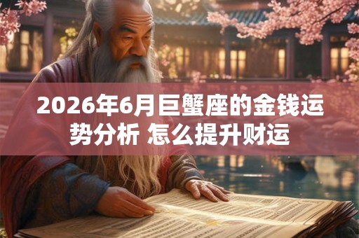 2026年6月巨蟹座的金钱运势分析 怎么提升财运